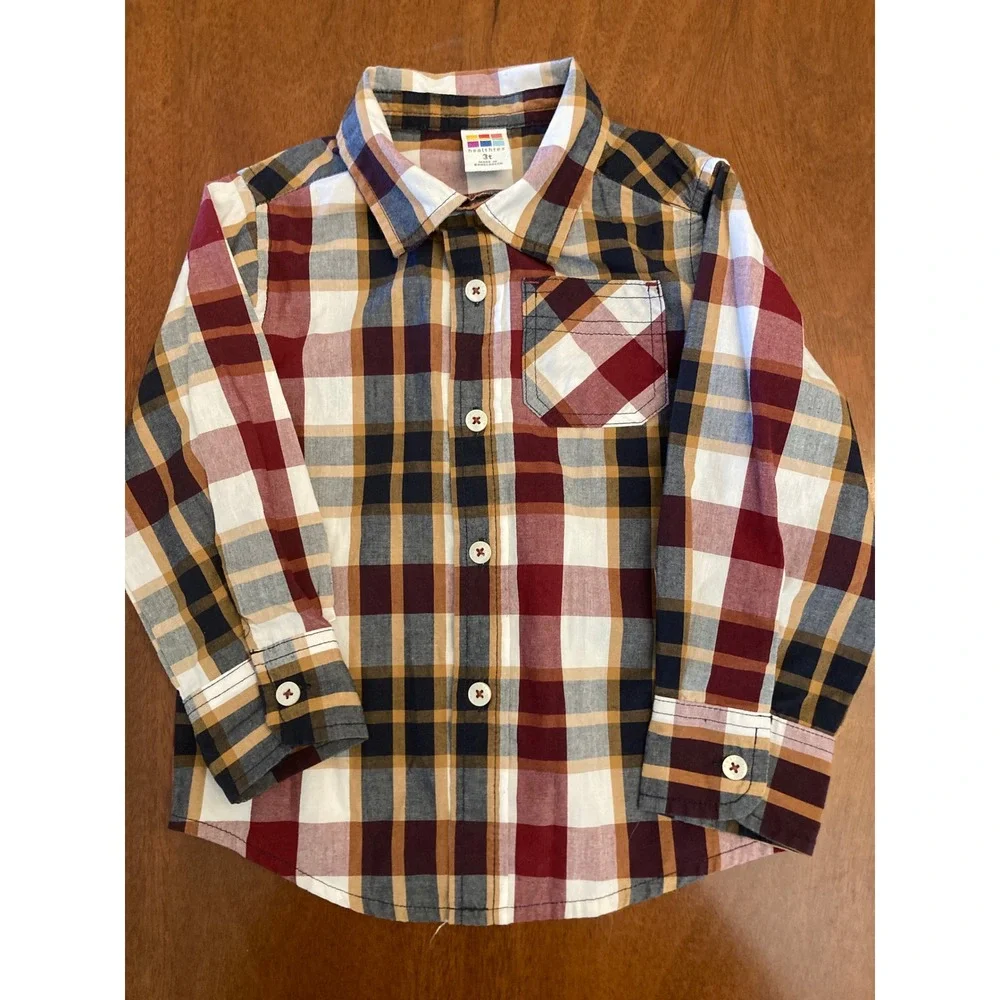 Healthtex/Cat&Jack  Toddler Boys Button Down Shirt Set 2pc Multi Color 3T